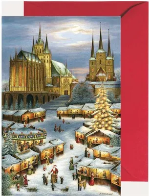 Productafbeelding van Mini-adventskalender van Erfurt, met afbeeldingen van de Domkerk en de Severikirche, uitklapkaart