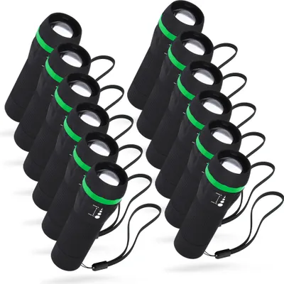 Produktbild von ABSINA 12x LED Taschenlampe Kinder klein & hell - Mini Handlampe mit 60 Lumen & 110m Leuchtweite - Kinder Taschenlampe