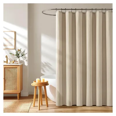 Produktbild von Duschvorhang 180x200 cm in Leinenoptik, wasserdicht und schimmelresistent, inklusive 12 Metallhaken, Beige