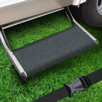 Imagen del producto de Alfombrilla antideslizante, ajustable de 18 a 24 cm, de color gris, para camping y caravanas