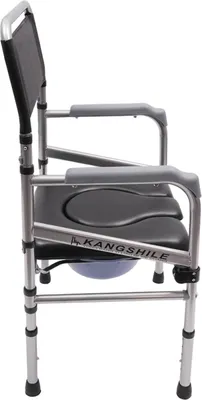 Obrázek produktu pro Sklopná sprchová židle – toaletní židle/komoda – výška sedáku nastavitelná 44–54 cm – nosnost 175 kg – černá