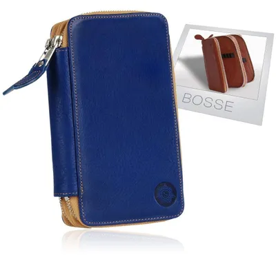 Produktbild von Federmäppchen, Echtleder, Farbe: blau