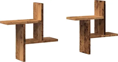 Image de vidaXL Étagères murales 2 pcs. Aspect vieux bois 38x12x38 cm bois composite