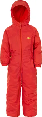Imagen del producto de Traje de nieve impermeable unisex para bebé marca Trespass, modelo Dripdrop, talla 6/12 meses, color rojo intenso