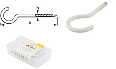 Produktbild von suki. Schraubhaken, gebogen, 40 x 3,0 mm, weiß, 18 Stück