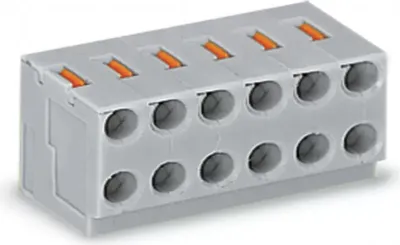 Produktbild von WAGO 2-Leiter-Federleiste;Drücker;PUSH WIRE®;grau 252-106