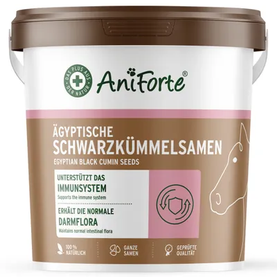 Produktbild von AniForte Ägyptische Schwarzkümmelsamen für Pferde 1 kg - naturbelassen & rein, unterstützt Immunsystem, normale Darmflora & die Hautfunktion