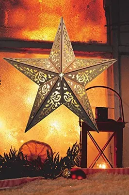 Produktbild von LED Holzstern mit Fernbedienung 10 LED`s Weihnachten Fentser Dekostern 40 cm Ornament Fensterbild