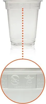 Produktbild von RPET Trinkbecher mit Eichstrich 0,2 Liter/0,27 Liter 50 Stück 100% recyceltes PET Slush