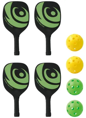 Produktbild von Pickleball-Set 19-teilig grün-gelb mit Netz (190x39,5 cm) für Anfänger & Fortgeschrittene