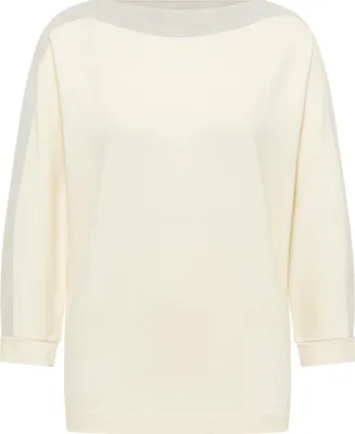 Productafbeelding van CECIL Damen blouse met vleermuismouwen en tape in crèmekleurig wit