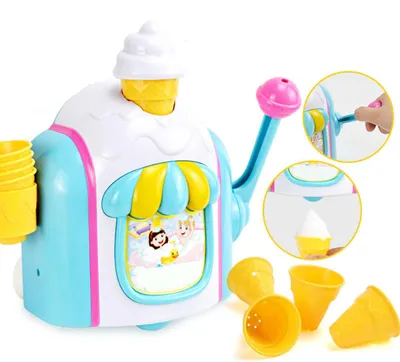 Productafbeelding van Zimilo kinderspeelgoed voor in bad: schuimmachine in ijsvorm, handmatige bubbelmachine met zuignappen, hendel en bekerhouder voor in de badkuip