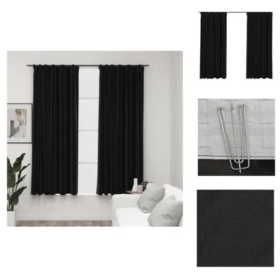 Immagine prodotto di vidaXL Tende oscuranti con ganci effetto lino 2 pezzi 140x175 cm - Tende e tendaggi