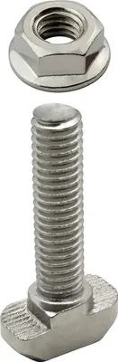 Produktbild von Edelstahl Hammerschraube T-Schraube M6 25mm Nut 8 für Aluprofil 30-er 10 Stück + Mutter
