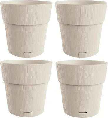Produktbild von Selbstwassende Pflanztopf Set aus 4 - 20 cm Beige - recycelte Kunststoff - Wasserbehälter