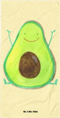 Produktbild von Mr. & Mrs. Panda Handtuch Avocado Glücklich - Gelb Pastell - Geschenk, Strandtuch, Frucht, Chaos, Großes Badehandtuch, Duschhandtuch, Freude, Frotteehandtuch