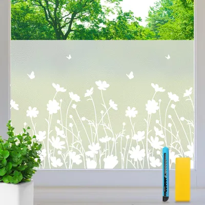 Sichtschutz-Fensterfolie Blumen, 59,5x120 cm, 2 St., statisch haftend