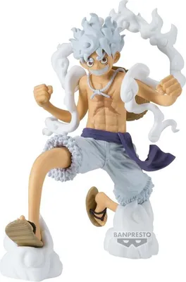 A figurine of Monkey D. Luffy from One Piece in a dynamic pose.