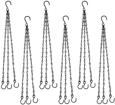 Produktbild von Metall Ketten,Kette Blumenampel,6 Stück Pflanzenhänger Blumentopf Kette für Blumenkorb Schwarz Hängende Korb Ketten mit S-Haken für zum Aufhängen Blumentöpfe,Pflanzgefäßen