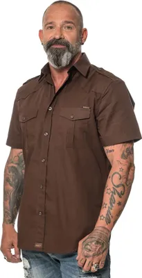 Produktbild von ROCK-IT Apparel Herren Kurzarm Hemd - 100% Baumwolle - Urban Style 5X-Large Braun
