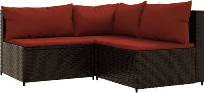 Obrázok produktu pre vidaXL 3-dielna záhradná súprava s vankúšmi Brown Poly Rattan