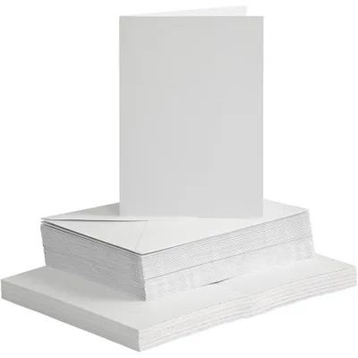 Image de Cartes et enveloppes blanches, 50 pièces.
