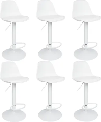 Produktbild von 6er Set Barhocker,Drehbare Barstuhl Tresenhocker Küchenhocker Höhenverstellbar aus Kunstleder - Weiß