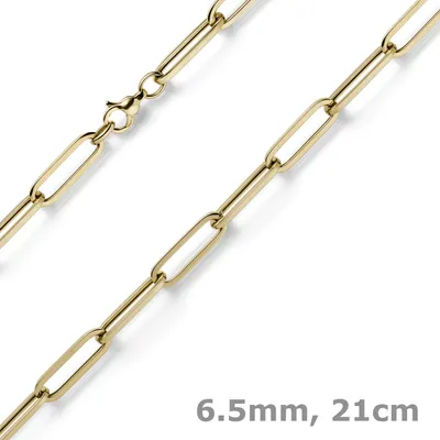Produktbild von 6,5mm Armband Armschmuck Paper Clip Kette aus 585 Gold Gelbgold 21cm