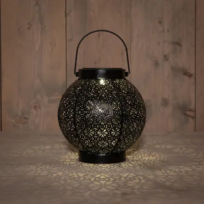 Produktbild von Anna's Collection Solarlaterne - H19 cm - schwarz - Metall - Tischlampe