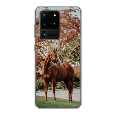 Produktbild von MuchoWow® Handyhülle Schutzhülle Hülle für Samsung Galaxy S20 Ultra Pferd - Baum - Halfter Silikon Softcase Handy Hülle - Karteninhaber