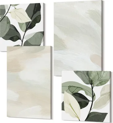 Obrázok produktu pre Foto na plátno – 4-dielny set obrazov – Moderné nástenné umenie – Vysoká kvalita – 2x40x40 cm + 2x40x60 cm – Hotové na zavesenie – Svetlé abstraktné farby na plátne, jemný boho štýl