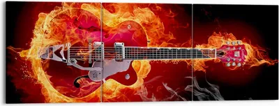 Produktbild von Bild auf Leinwand - Leinwandbild - Instrument Flammen Saiten - 150x50cm - Wand Bild - Wanddeko - Leinwanddruck - Bilder - Kunstdruck - Wanddekoration - Leinwand bilder - Wandkunst - CA150x50-0201