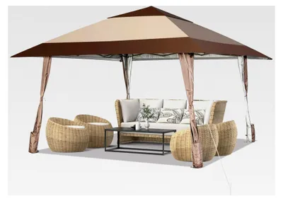 Produktbild von Faltpavillon 4x4m, Pop Up Pavillon mit Rollen und Tragetasche, wasserdicht, UV-Schutz 50+, Partyzelt für Garten, Hochzeit und Festival
