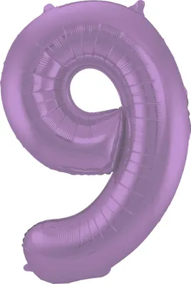 Produktbild von Folienballon Zahl 9 matt lila 86cm