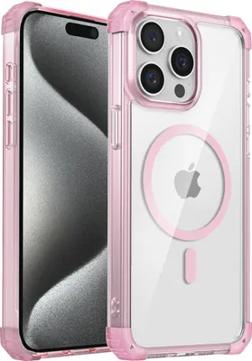 Produktbild von Magnetisch Hülle für iPhone 15 Pro Max Kompatibel mit Magsafe Stoßfest Militärschutz Transparente Handyhülle Pink