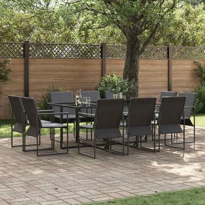 Produktbild von vidaXL Garten Essgruppe 11 stk. Schwarz Stahl