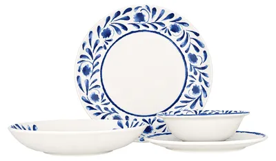 Immagine prodotto di Set di stoviglie Bonna (medio) - Colore: Blu Lavis - 24 pezzi - Per 6 persone - Porcellana