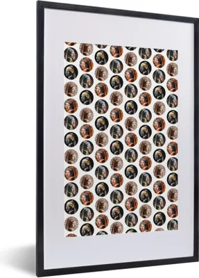 Produktbild von MuchoWow® MuchoWow® Gerahmtes Poster Mädchen mit Perlenohrring - Farben - Muster 40x60 cm - Poster mit zchwarzem Bilderrahmen - Poster in Rahmen