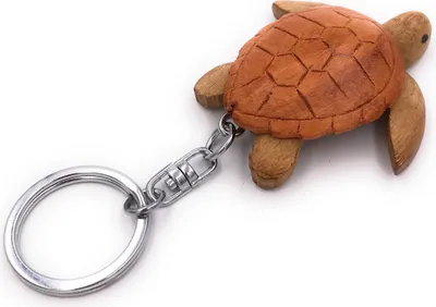 Produktbild von Onwomania Schlüsselanhänger aus Holz Schildköte Panzertier Kriechtier Raubtier Anhänger Charm