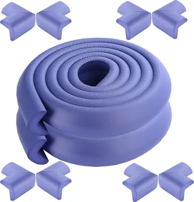 Image de CANDeal 4 mètres de protection des bords en forme de L et 8 x kit de protection des coins, mousse haute densité premium bébé outil ménager de protection pour table, banc et autres meubles de maison - lac bleu