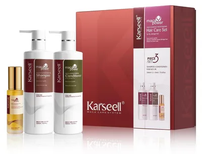 Produktbild von Haarpflege Set mit Shampoo, Conditioner & Arganöl | Für Trockenes & Strapaziertes Haar | 500 ml + 500 ml + 50 ml