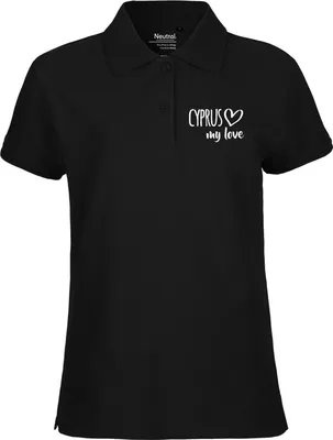 Produktbild von Huuraa Damen Polo Shirt Cyprus my love L Black Bio Baumwolle Fairtrade Poloshirt Geschenkidee