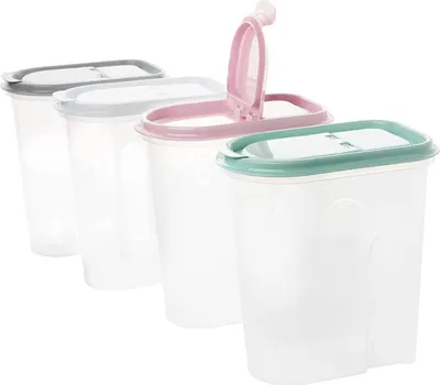 Produktbild von Vorratsdosen 4er Set Mix 5L, Schüttdosen, transparent mit Klappdeckeln