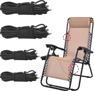 Produktbild von Gummiband für Liegestuhl,4 Stück Universal Elastische Schnur für Sonnenliege, Schwarz Ersatzkabel für Zero Gravity Chair, Gummischnur für Relax-Liegestuhl,Gartenstuhl Elastikschnüre(2x2.2m+2x1.4m)