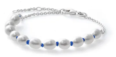 Zdjęcie produktu dla PANDORA JEWELS. Model: PERŁA KULTUROWANA ŚWIEĆO-WODNA, NIEBIESKI SZNUREK - Rozmiar 16. ***PROMOCYJNA CENA***
