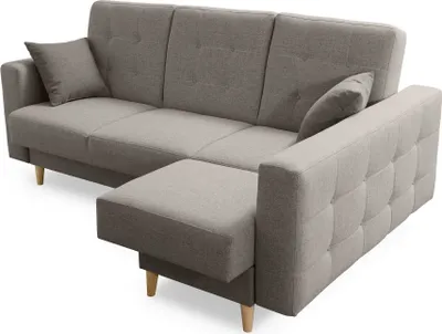 Produktbild von Robin Hilton Ecksofa mit Schlaffunktion Bettkasten 2 Kissen Sofa L-Form Schlafsofa Freistehende Eckcouch Schlafcouch Wohnzimmermöbel Wohnlandschaft Rechts Hellgrau