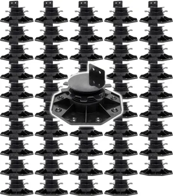 Image de XPOtool Lot de 50x Plots de terrasse – Charge 2700 kg – Hauteur réglable 33-64 mm – en PP – Pieds de support pour Lames Dalles Lambourdes