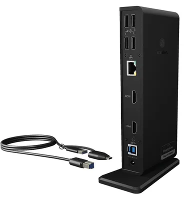 Produktbild von ICY BOX IB-DK2251AC, DisplayLink® USB 3.2 Gen 1 Notebook DockingStation, 2x HDMI® bis zu 2K@60 Hz, Kabelgebunden, USB 3.2 Gen 2 (3.1 Gen 2) Type-A, 3,5 mm, 10,100,1000 Mbit/s, Schwarz, 5 Gbit/s