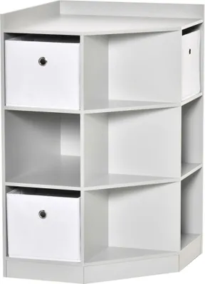 Produktbild von Kinderregal mit 3 Aufbewahrungsboxen Aufbewahrungsregal Eckregal Spielzeugablage für 3-12 Jahre Kinder 57,4 x 57,4 x 94 cm Grau