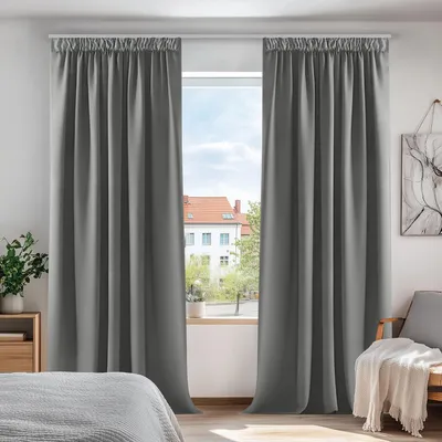 Obrázok produktu pre Záclony s vysokou priehľadnosťou, termoizolačné záclony s volánovou páskou, 210x140 cm, svetlosivá, sada 2 kusov